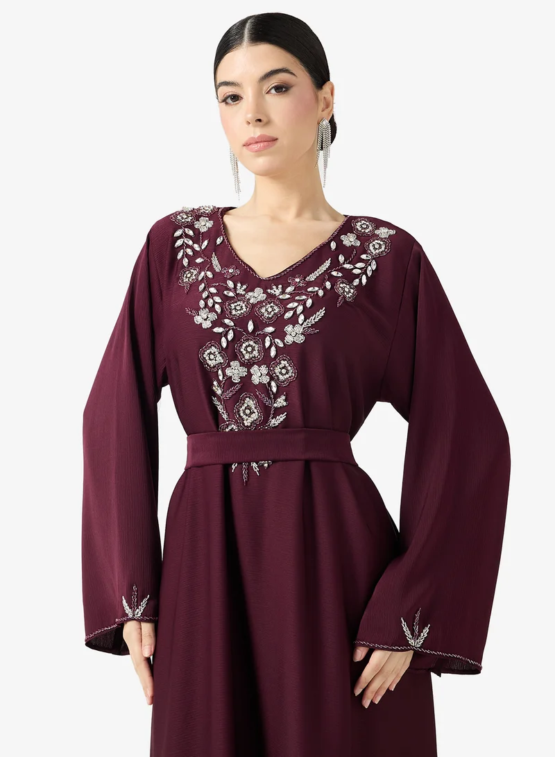 hayas closet Embellished Belted Jalabiya